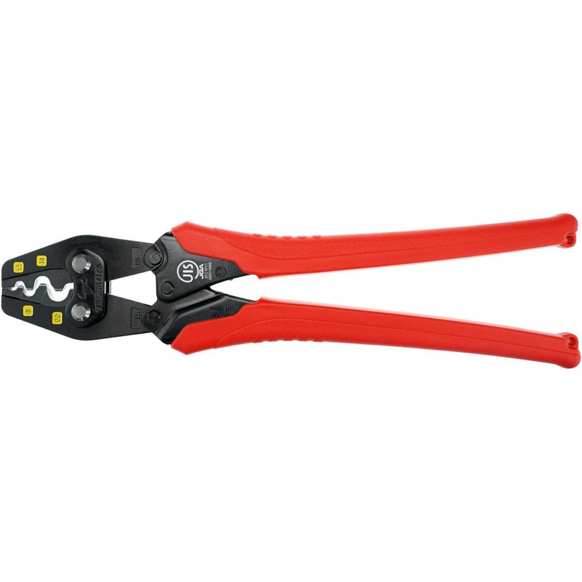 ツノダ 圧着工具 裸圧着端子・裸圧着スリーブ（JIS）5.5/8/14/22mm2 TP-22 仮押さえ可能 両面カラーマーカー 7,987円