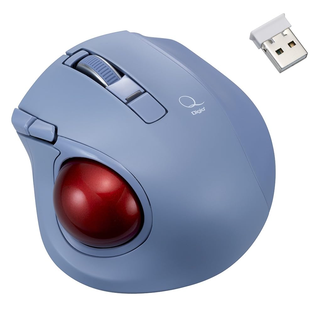 ナカバヤシ 小型無線静音5ボタン レーザー式親指トラックボール／ブルー MUS-TRLF224BL