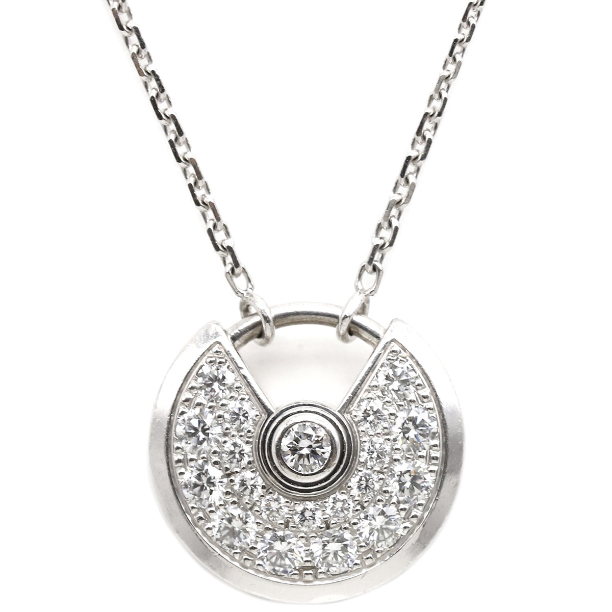 カルティエ Cartier ネックレス アミュレット ドゥ カルティエ XS K18WG ダイヤモンド ホワイトゴールド 750 WG パヴェ ダイヤモンド B3047300【中古】