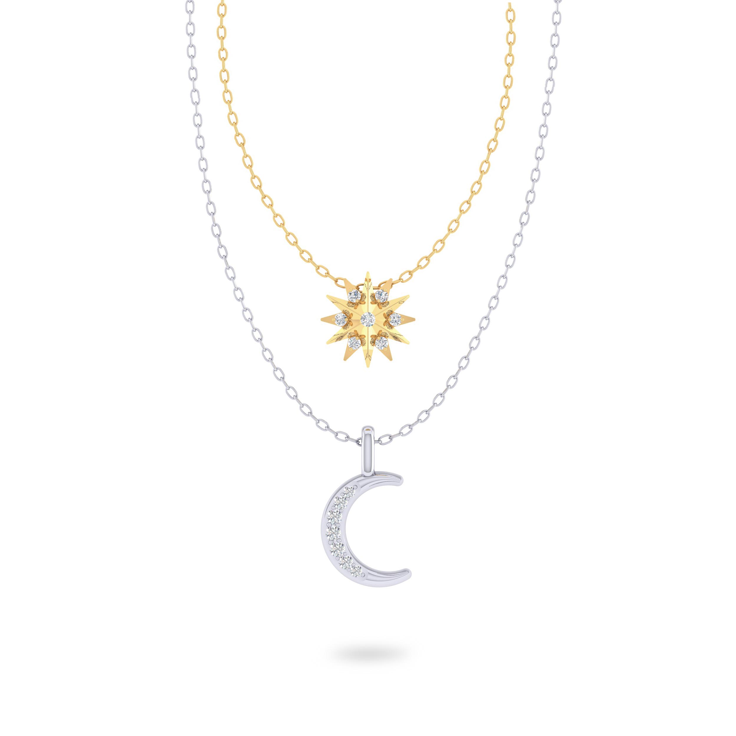 Fifth and Fine New York ダイヤモンド ネックレス SUN & MOON 太陽 三日月 2点セット シルバー925