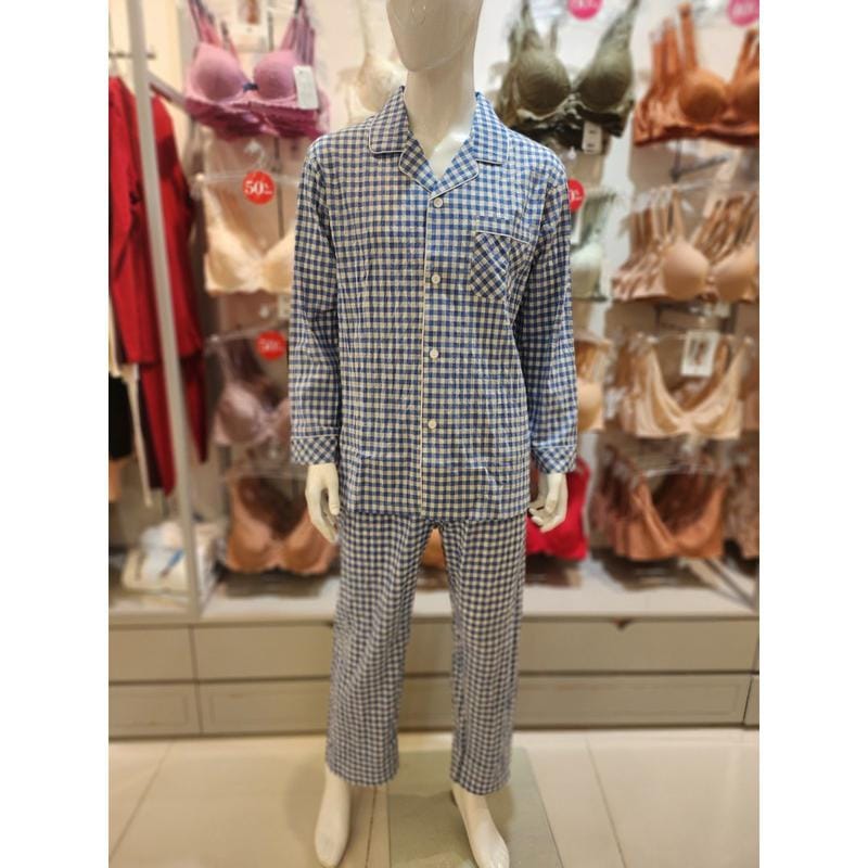 [釜山店] 面チェックプリント男性パジャマセットMP8815A