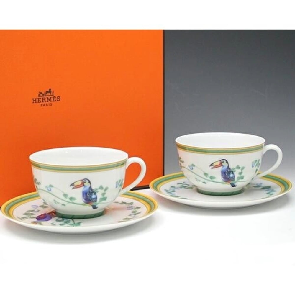 エルメス トゥカン ティーカップ＆ソーサー ペア HERMES Toucan 316 ティーC/S 2客セット 高級洋食器 ブランド食器 ギフト