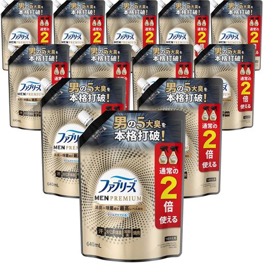 [ケース販売] ファブリーズ 消臭スプレー 布用 MEN PREMIUM クールアクア 詰め替え 特大 640mL×12袋
