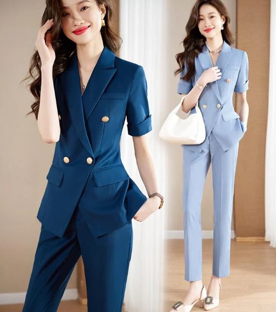 人気の新作 スーツ レディース ビジネススーツ パンツスーツ 30代 40代 50代 春スーツ 夏スーツ 半袖テーラードジャケット+ロングパンツ 洗える セットアップスーツ 上下セット サマースーツ 4,203円
