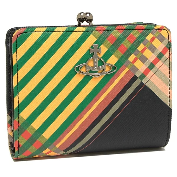 二つ折り財布 サフィアーノ がま口 タータンチェック グリーン マルチカラー レディース VIVIENNE WESTWOOD 51010058U L0074 O102