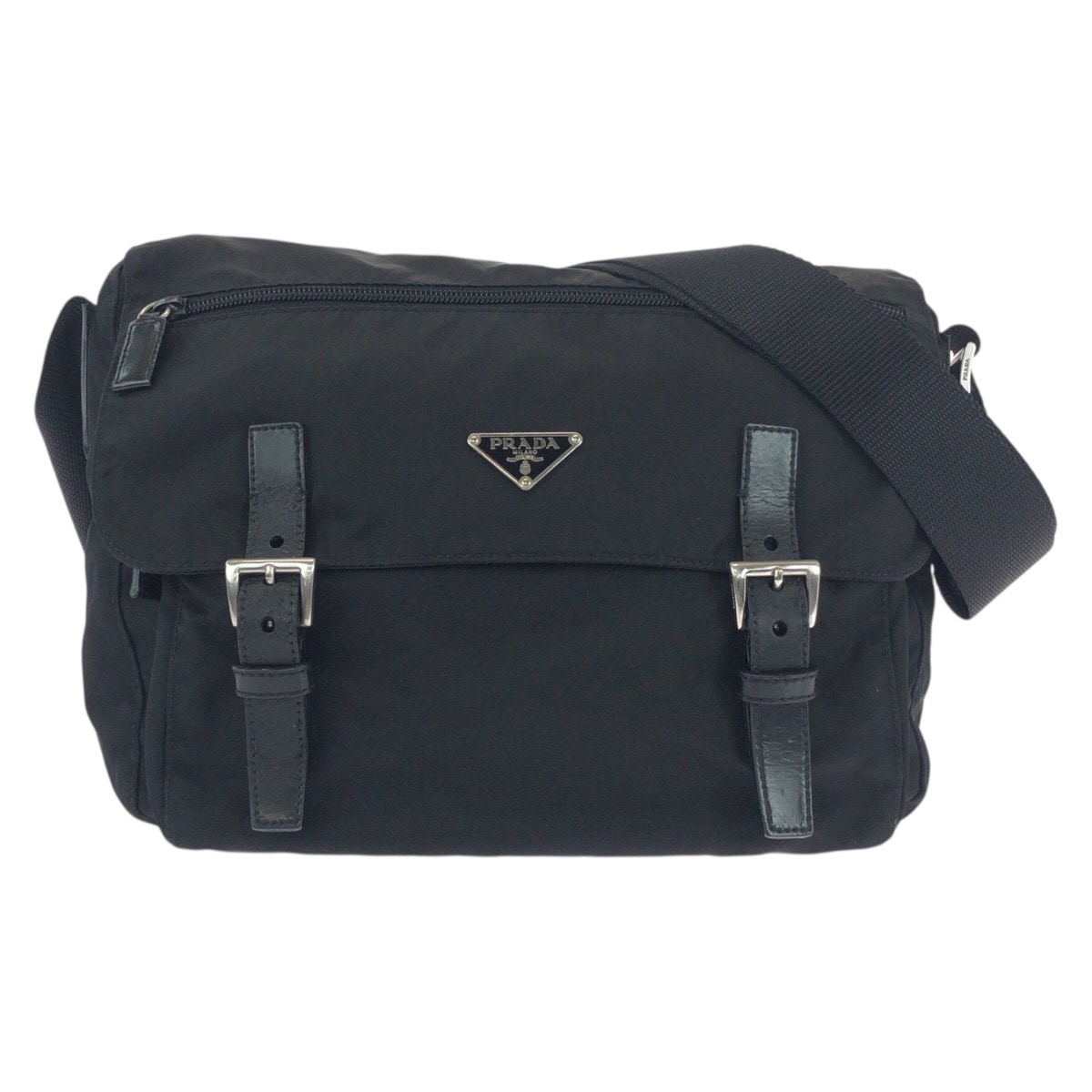 テスート 三角ロゴプレート ブラック 黒 シルバー金具 ナイロン ショルダーバッグ ポシェット レディース 504157