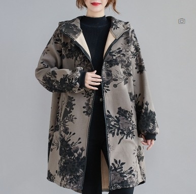 個性的 アウター コート ビックシルエット 膝丈 ひざ丈 袖あり 長袖 ハイネック Aライン フード付き ファスナー ポケット 前開き かわいい 可愛い カジュアル 上品 おしゃれ お洒落