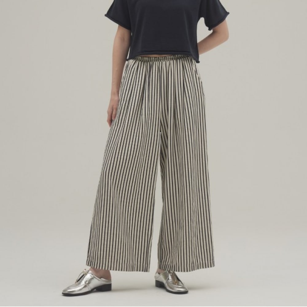(ミステリー) ストライプコットンワイドバンディングパンツ_SVPT240501 5,636円