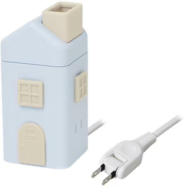 （まとめ買い）えんとつ屋根のコンセントハウス USBポート付おうち型卓上コンセント ブルー ULH-7807-B [x3]