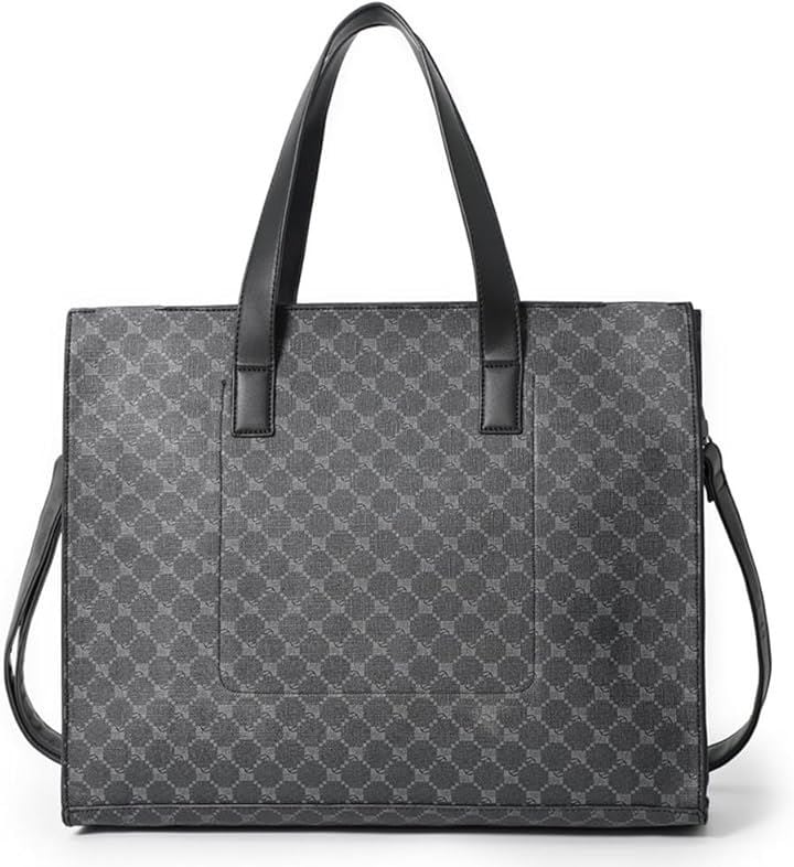 トートバッグ メンズ 小さめ レザー カジュアル 黒 ビジネス カバン とーとばっぐ 自立縦型 B044(丸柄)