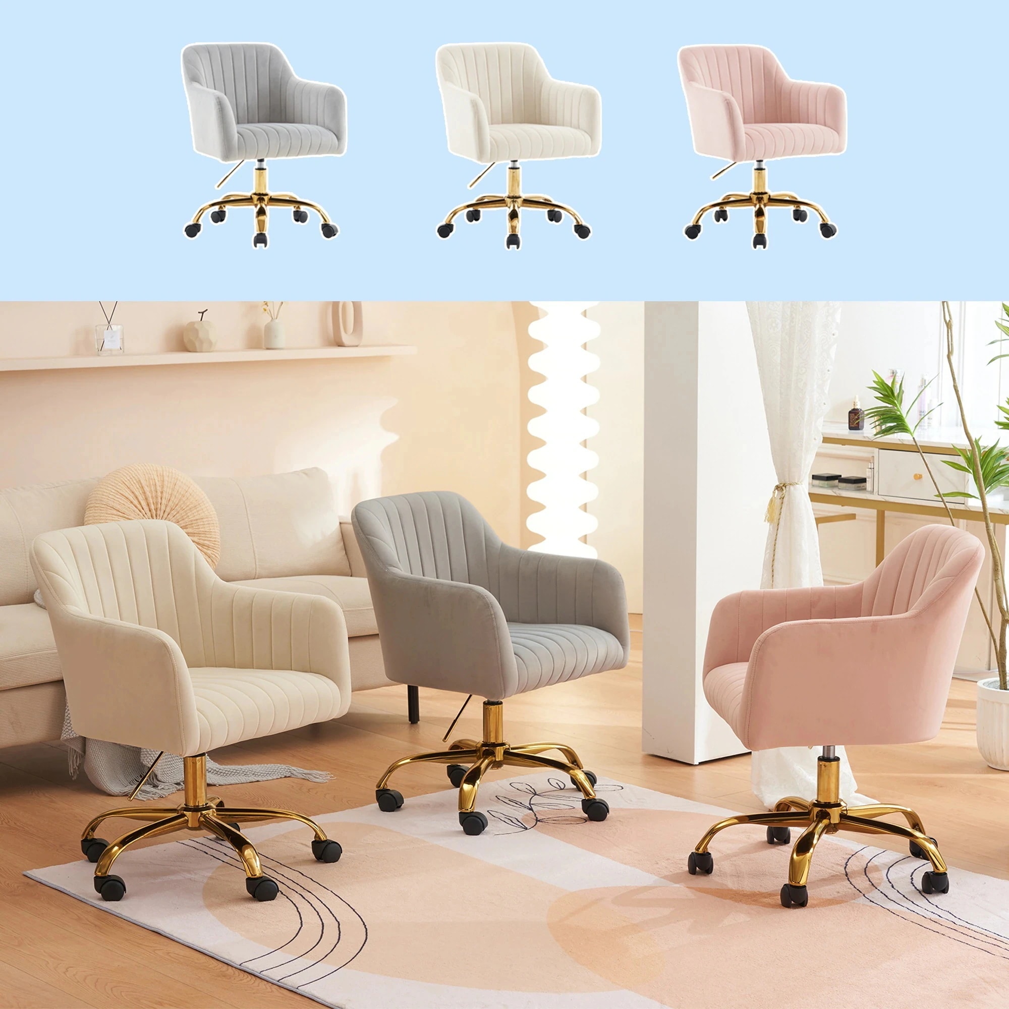 【国内即日発送】オフィスチェア デスクチェア 回転チェア 肘掛け付き ダイニングチェア パソコンチェア ワークチェア ソファチェア リビングチェア 柔らかい レトロ かわいい モダン