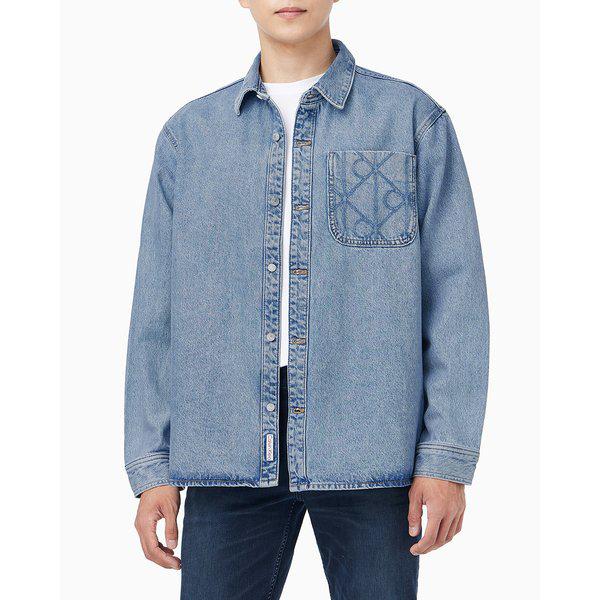 メンズ 90s レギュラーフィット ライトブルーストーン ウォッシュ 長袖 デニムシャツ(4RD747G)