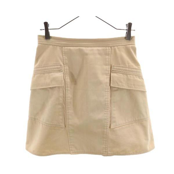 ミニ丈 台形 スカート 38 ベージュ系 バックジップ レディース