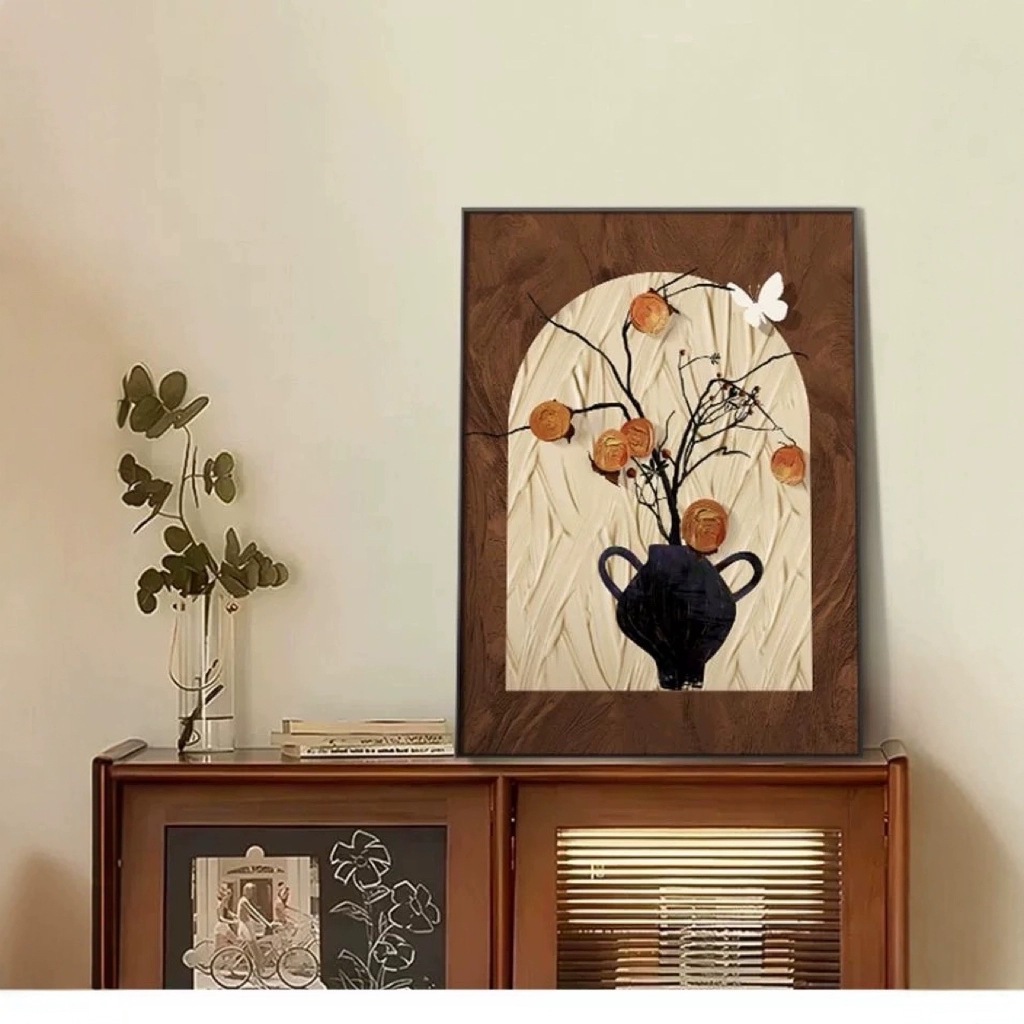 Q3y フレンチテーブルセッティング絵画レトロリビングルーム装飾絵画アンティークスタイルレストラン柿如意ソファ背景壁