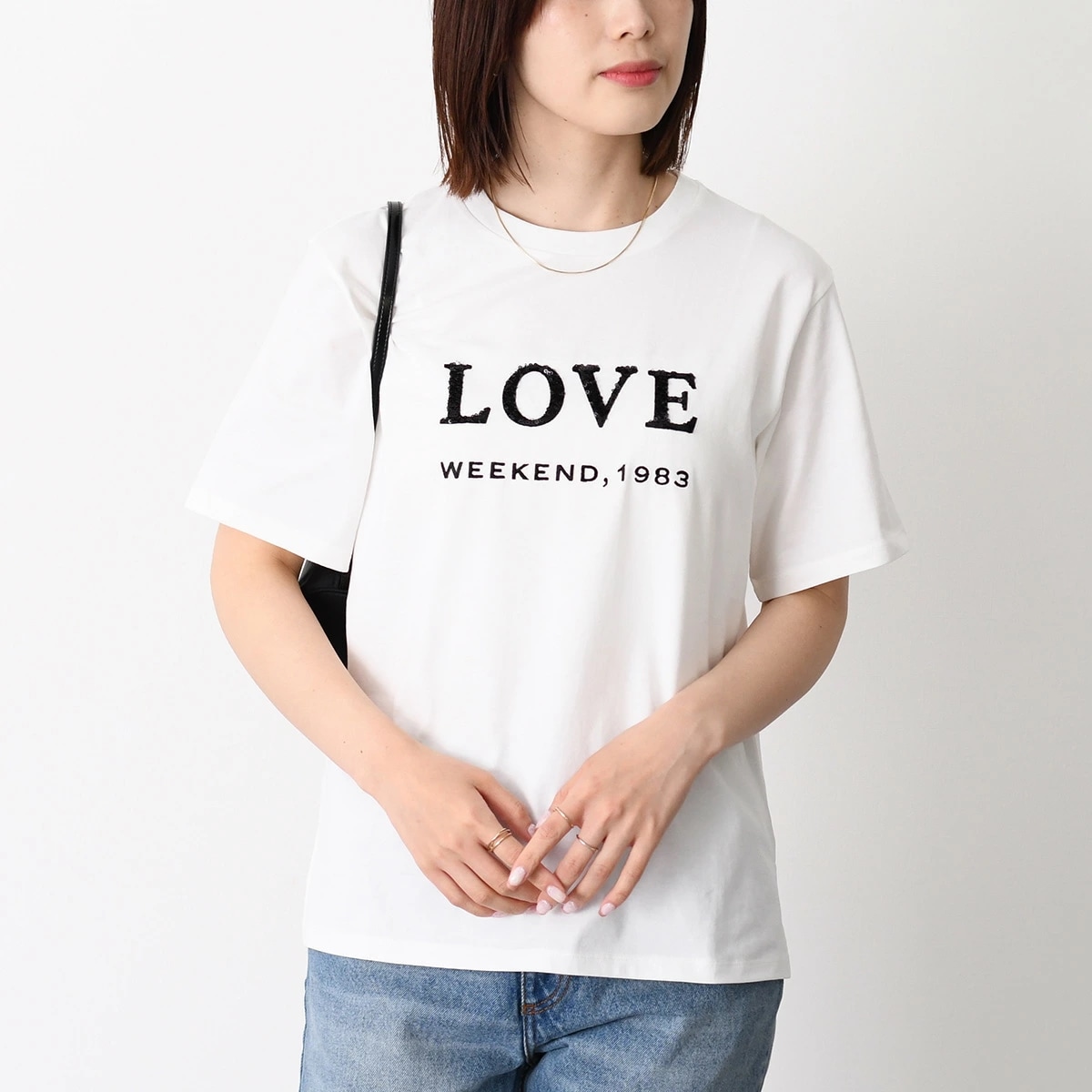 Tシャツ AGILE アジレ ピュア コットン ジャージー WKDAGILE 2615971061 レディース ホワイト スパンコール