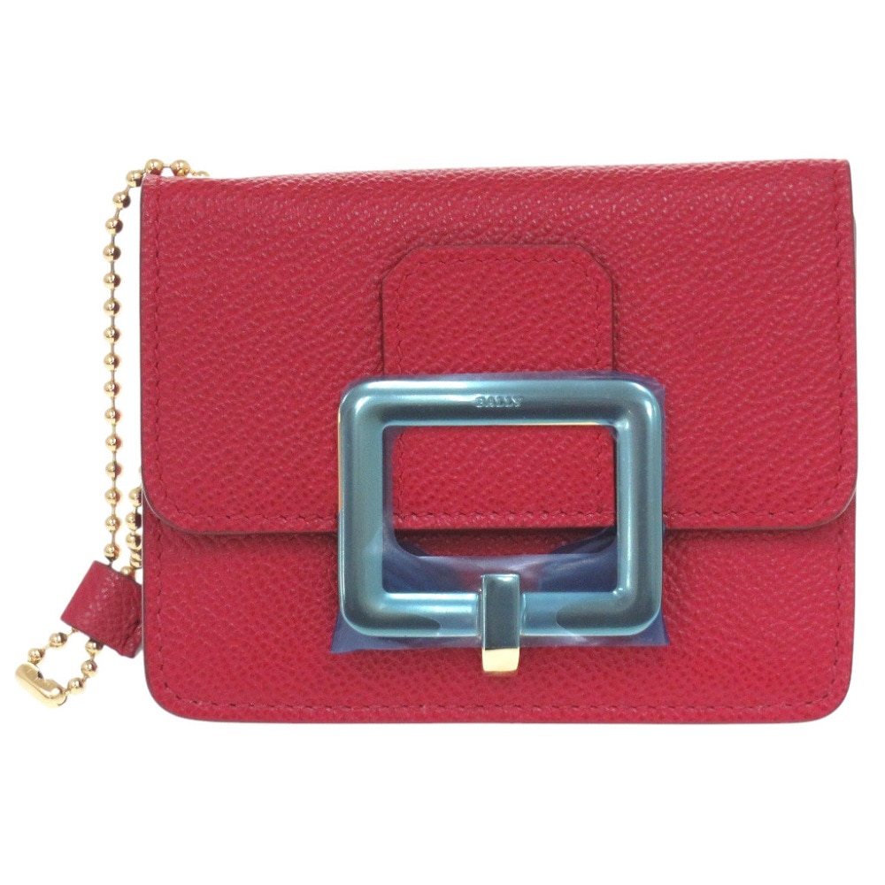 未使用品 カードケース レザー レッド 0628【中古】 レディース