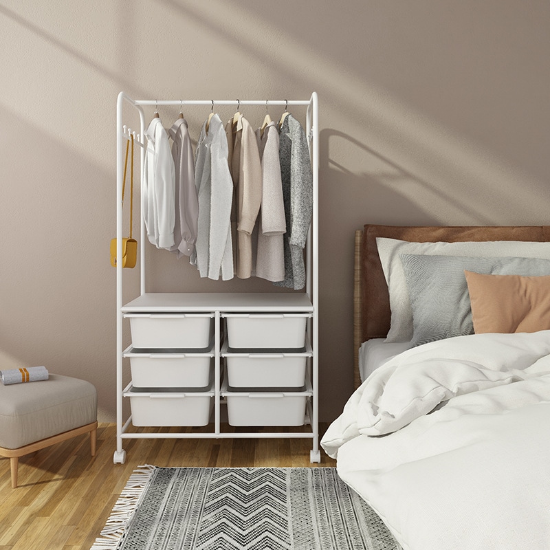 洋服ハンガー床置きホームベッドルーム収納と整理バルコニー取り外し可能なコートラック多機能収納キャビネット衣類乾燥ラック