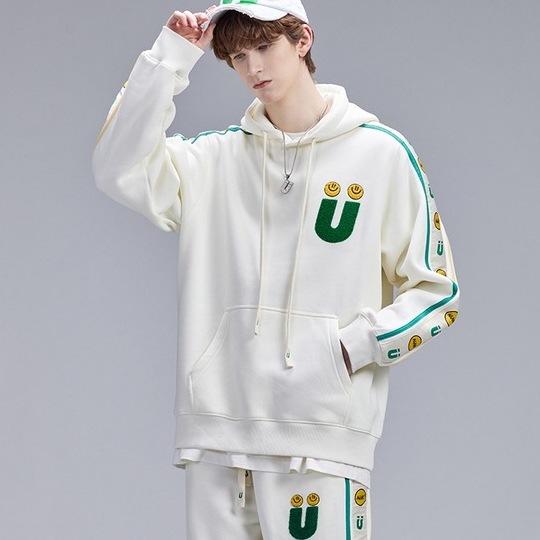 厚手のトレンディなカップルロゴルーズフード付きスウェットシャツ