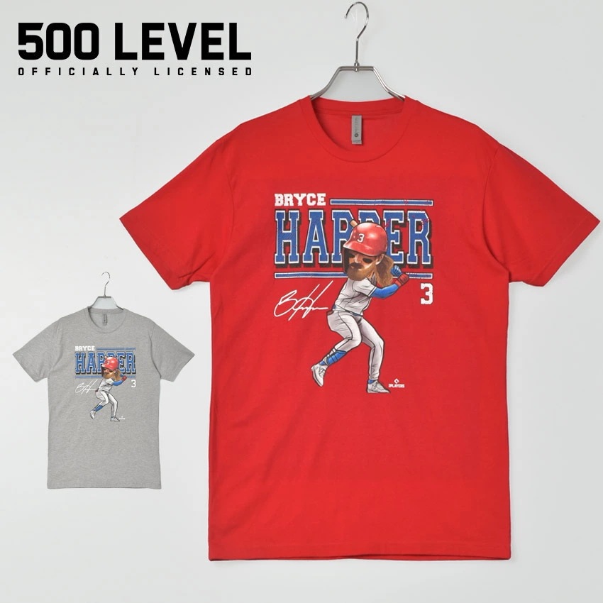 500LEVEL 半袖Tシャツ 500LEVEL BRYCE HARPER スポーティ ロゴ メンズ レッド 赤 BNLCRED-XX-0062-040-23 メジャーリーグ カジュアル アメカジ