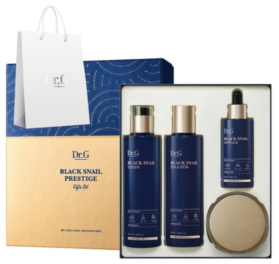 ブラックスネイルプレステージギフトセット トナー150ml+エマルジョン150ml+アンプル50ml+クリーム50ml+ショッピングバッグ4種セット 高濃縮高保湿効果 しっかり密着ケア ぷる