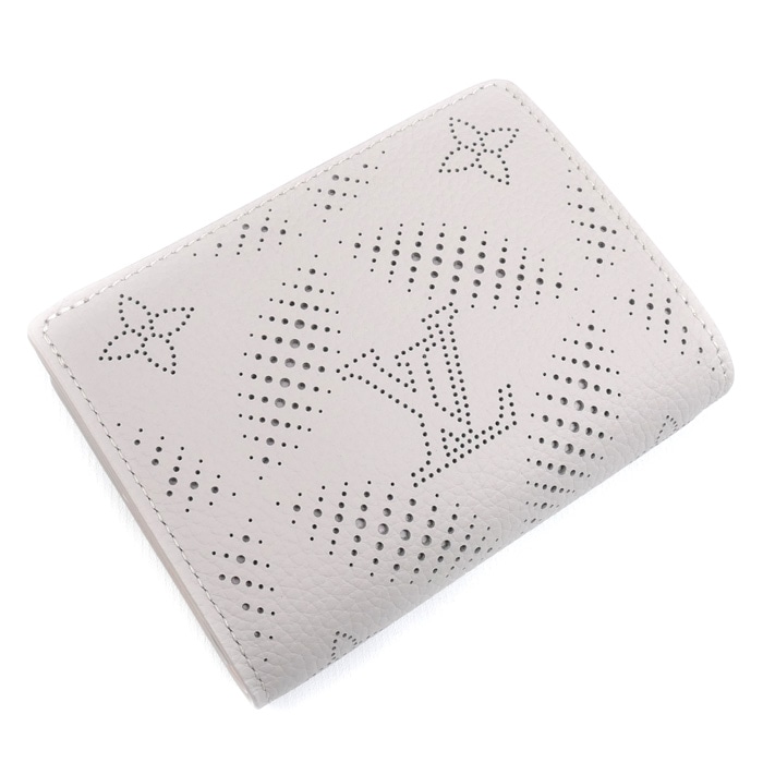 LOUIS VUITTON ルイ・ヴィトン ポルトフォイユクレア 二つ折り財布 マヒナ グレージュ/ピンク M13470 ICチップ レディース 中古 美品