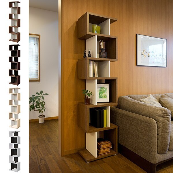 ディスプレイラック ジグザグ型 ハイタイプ リエール 高さ177cm 本段 棚 ラック 収納 オープンラック 収納棚 シェルフ 飾り棚 書棚 収納ラック ツートン バイカラー