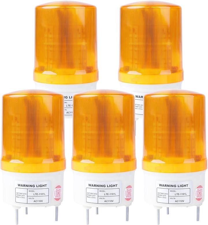 パトランプ まとめ買い 回転灯 100V LED ステー 付き 音声なし 黄 看板 警告灯 クレーン( イエロー)