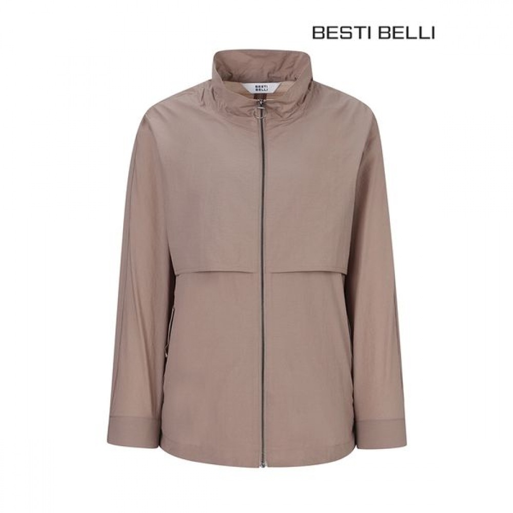 [ベスティヴェリ] ストリングハイネックジップアップジャンパーベージュ BGMAD2175