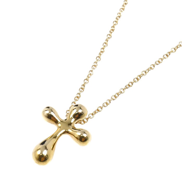 TIFFANY&Co. ティファニー K18YG イエローゴールド スモール クロス ネックレス 3.5g 40cm レディース 中古