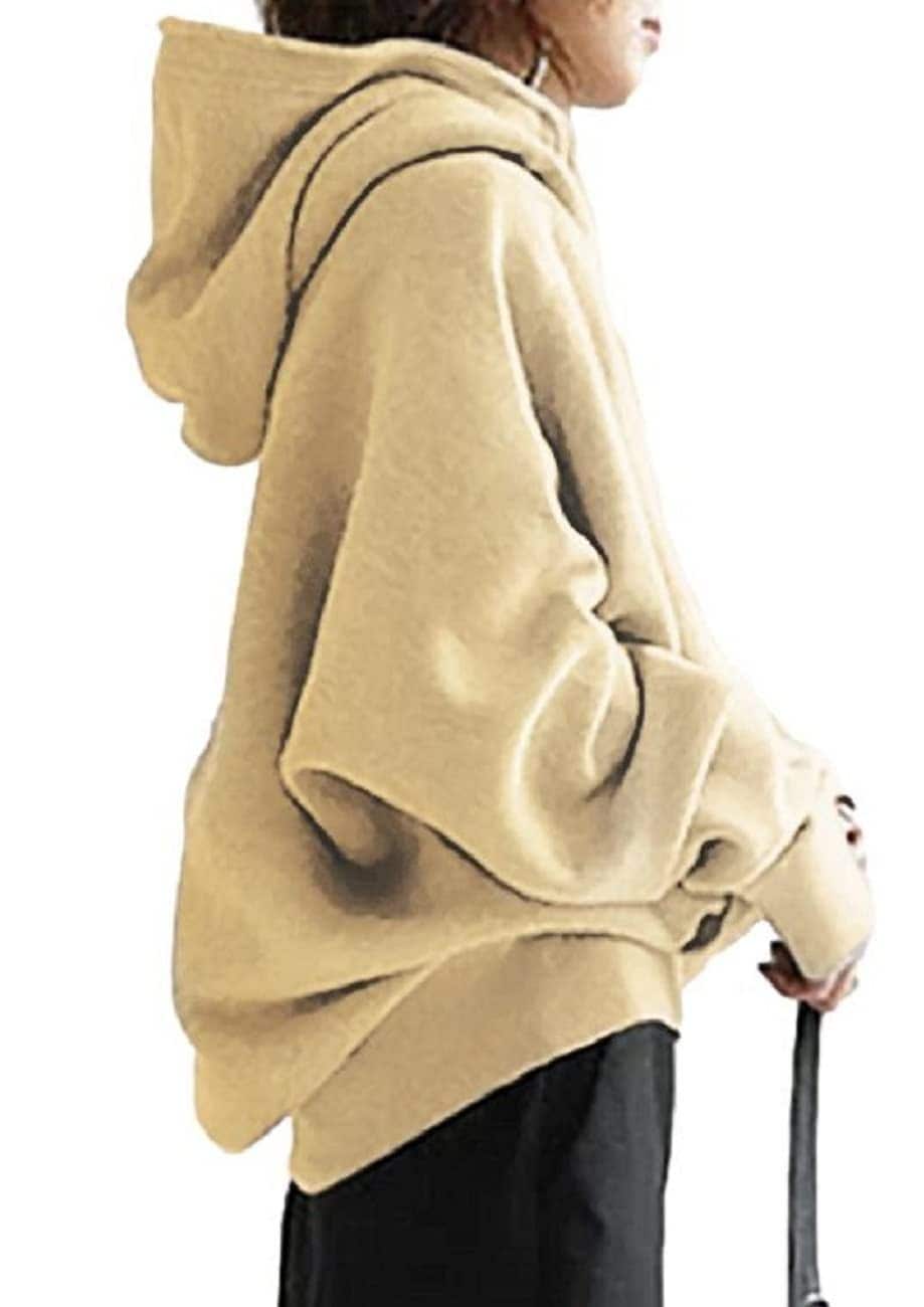 [ニブンノイチスタイル] パーカー ジップ カラフル フード 薄手 無地 アウター ユッタリ ロング オーバー 春物 秋物 冬物 きれいめ 韓国 レディース (XL, ベージュ)