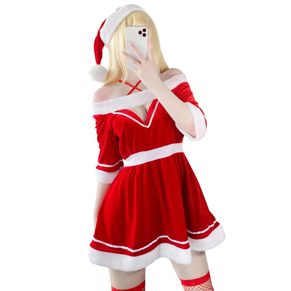 4点セット 女性 サンタクロース 衣装 25大人気クリスマスコフレ サンタコスプレ 仮装 サンタコス コスム セクシー サンタコスム ミニスカサン コスプレ クリスマス サンタ サンタ帽子
