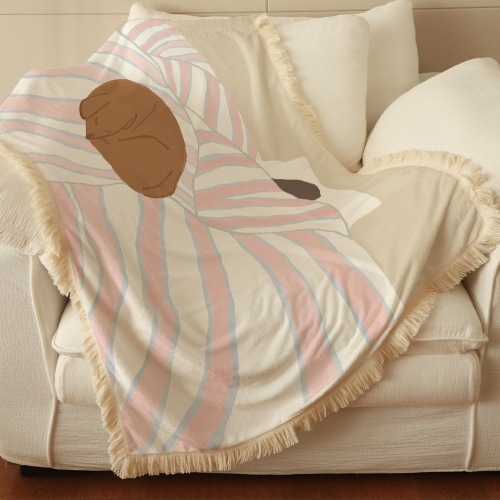 両面5mmマイクロファイバーブランケット 毛布 四季適用 なめらかで心地よい肌触り 洗える タッセル(100X150) ホームブリューアイデアクラブ 「昼寝」