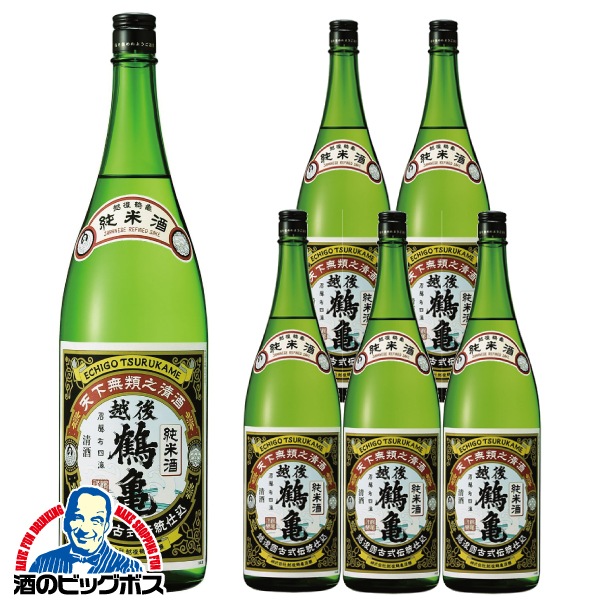 日本酒 純米酒 越後鶴亀 純米酒 1800ml×1ケース/6本(006)『FSH』【本州のみ　送料無料】