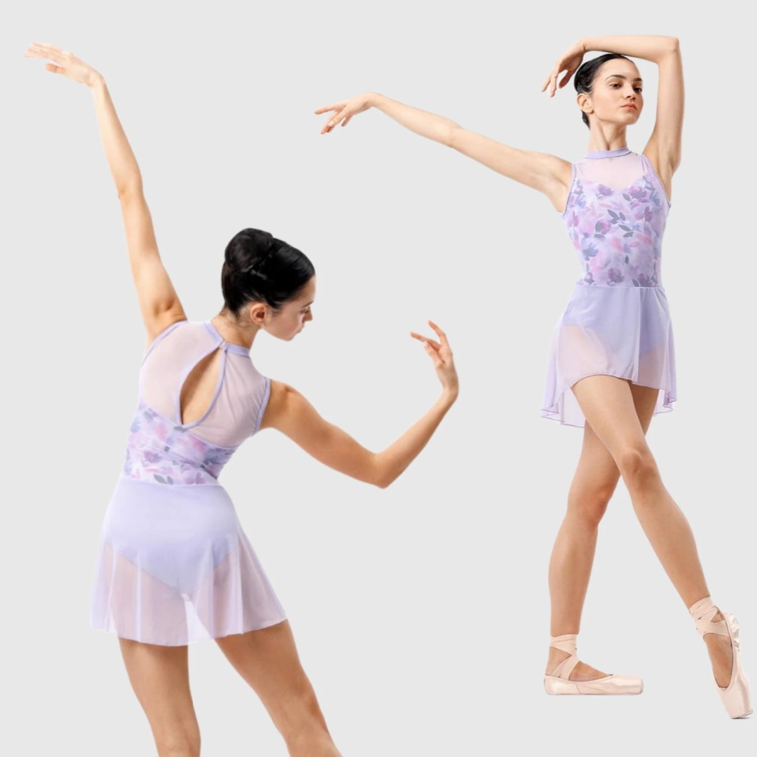 花柄 レオタード ハイネック ノースリーブ レディース ガールズ フラワー 清楚 ダンスウェア バレエ服 バレエ レッスン 体操 53BB1019P