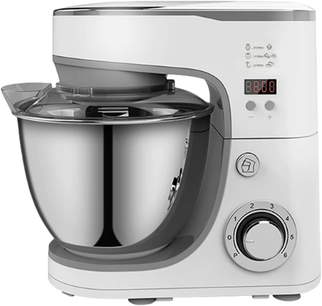 ミキサー 5L 多機能クッキングマシン 1000W純銅モーター 8段階速度調整 10分タイマー 3種アタッチメント付 304ステンレスボウル 生地こね 泡立て 混合 和麺対応 パン ピザ 餃子 ケーキ