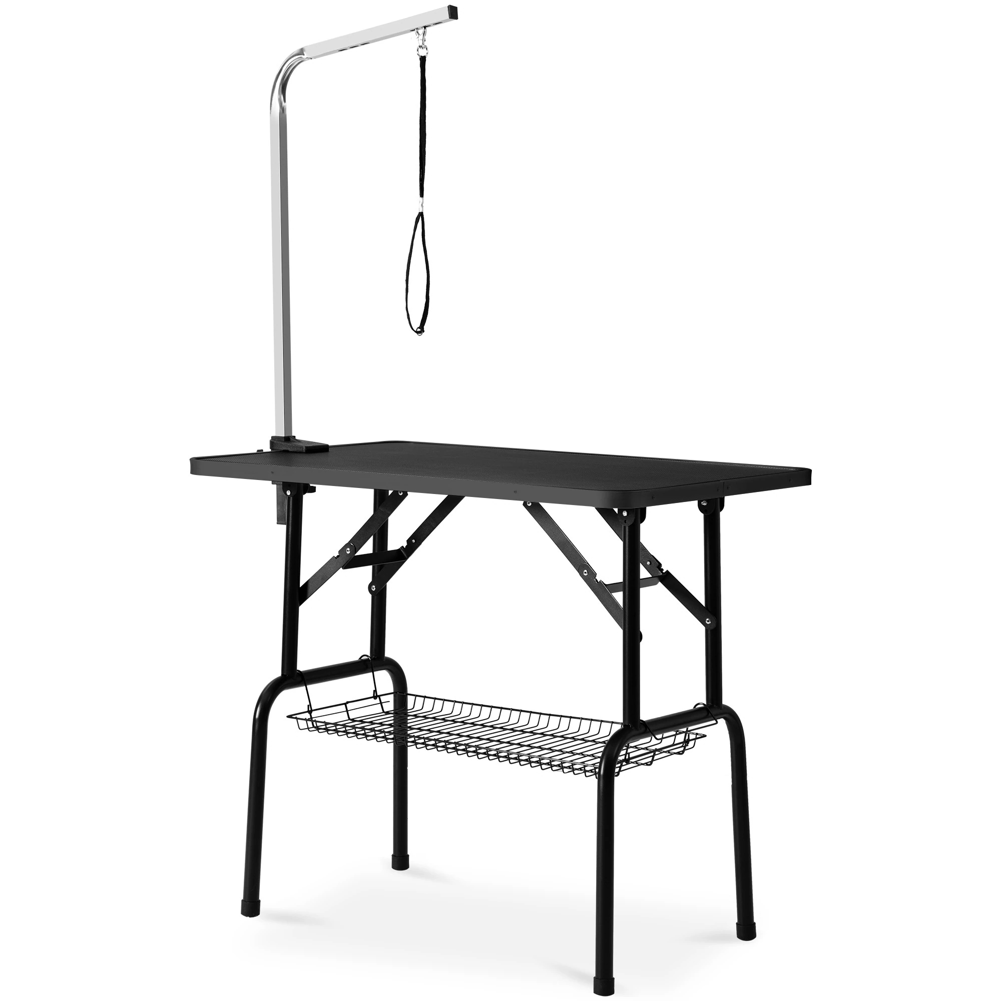 【128】トリミングテーブル 折りたたみ トリミング台 トリミング 折り畳み ペット用 シャンプー カット ブロー ブラッシング 爪切り バリカン 【ブラック】