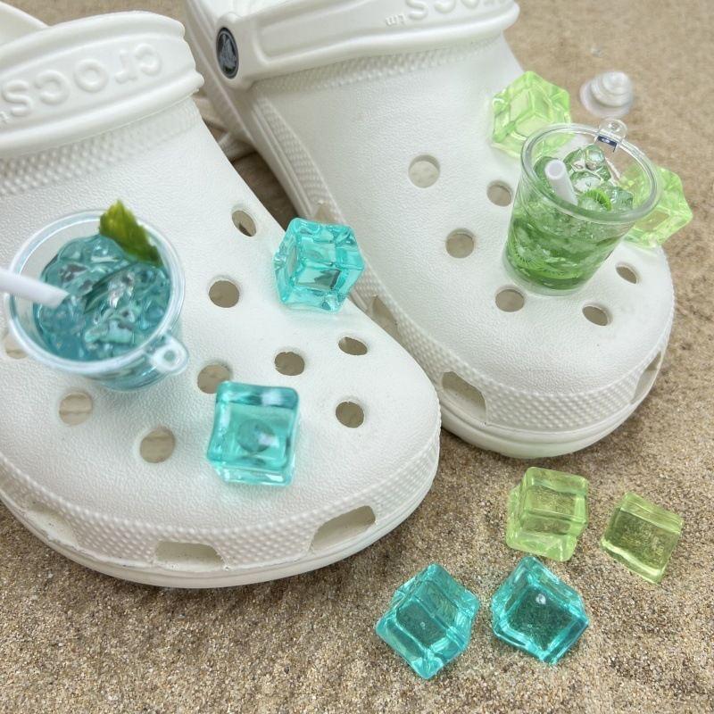 ジビッツ6点セット リボン サンダル デコレーションピン チャームズ ジビッツ オシャレ おしゃれ Y2K ootd キラキラ ラメ 夏 氷 こおり ジュース おもろい