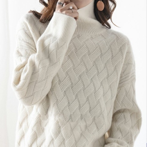 タートルネックセーター ホワイト アウター ニットソー セーター スリム 細身 ストレート スマート