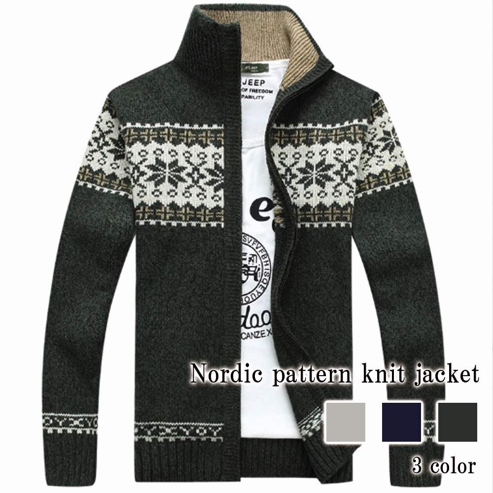 ブルゾン メンズ ノルディック柄ニットジャケット かっこいい ゴルフ きれいめ ブランド パーカー マウンテン キルティング ジャンパー 冬 おすすめ 防寒 秋 コーデ 春 コーデュロイ ウェア 40
