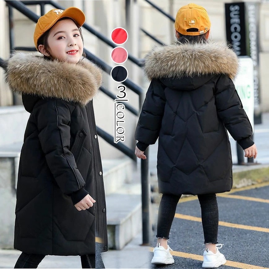 【新品プロモ-ション】激安販売3日送信中綿コート ダウンコート キッズ 子供服 ロングコート 中綿ジャケット 女子 子供コート アウター 厚手 キッズコート ファー フード付き トップス 可愛い 無地