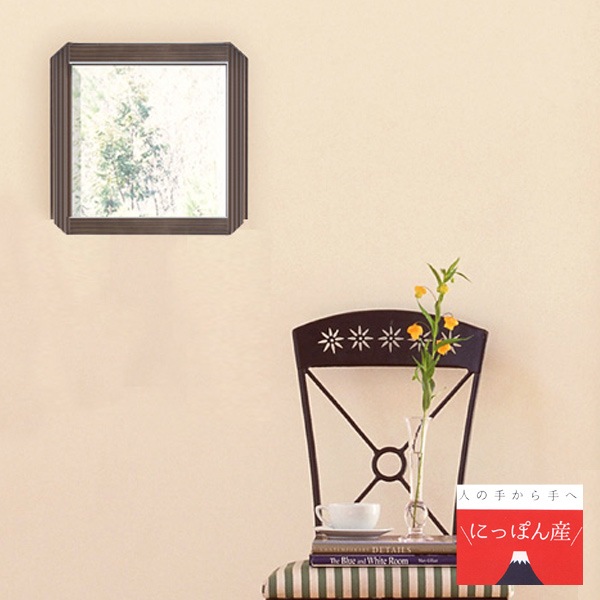 壁掛け ウォールミラー マルシア 4545 45cmx45cm ミラー 飛散防止 鏡 飛散防止ミラー 額縁 姿見 壁掛けミラー 壁掛け鏡 国産 日本製 モダン シンプル カフェ カフェ風 木製