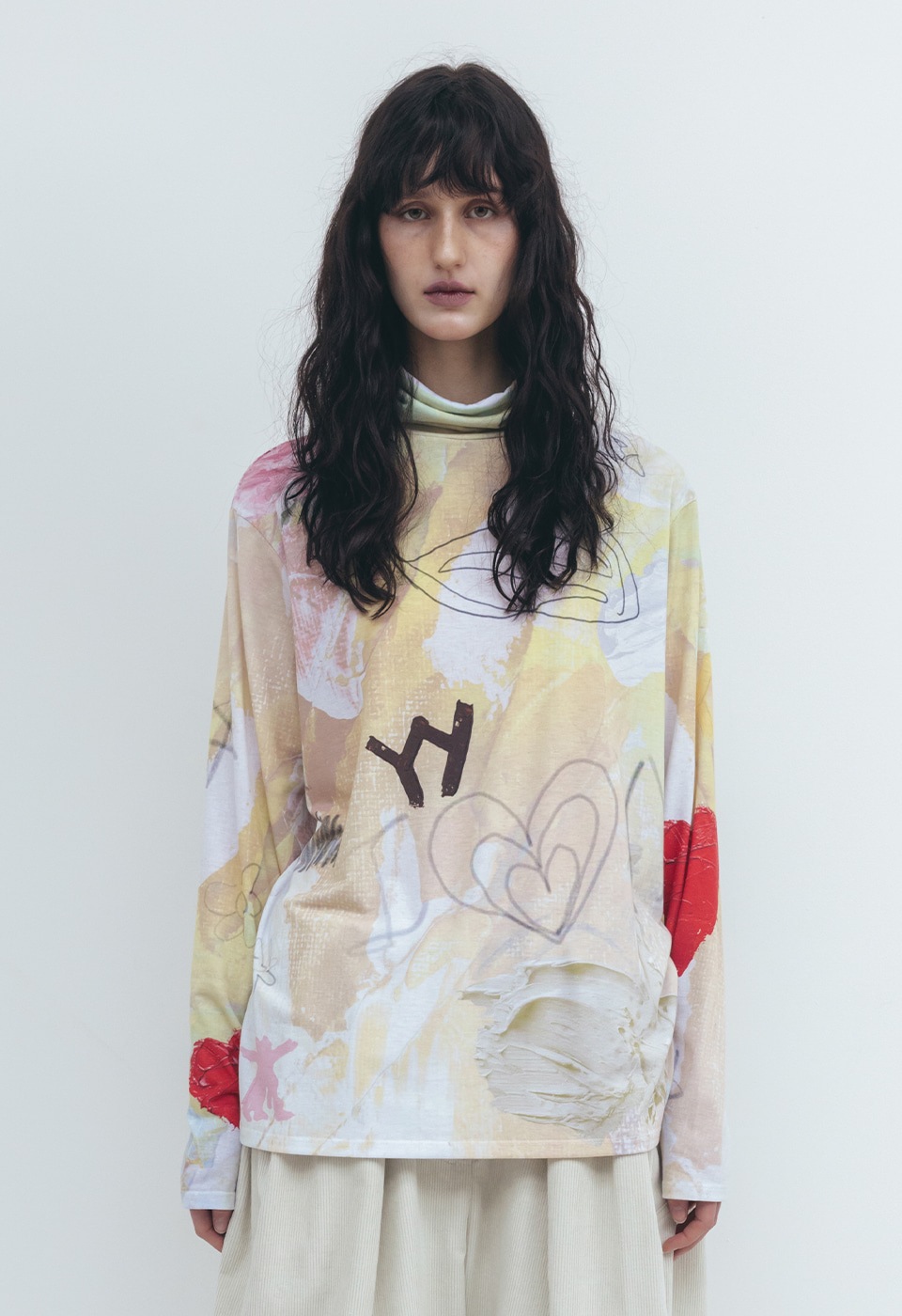 【OPEN Yy】25FW GRAPHIC SLOUCH TURTLENECK TEE : MULTI