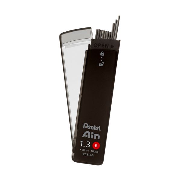 (まとめ) ぺんてる シャープペン替芯 PentelAin ポリシース仕様 1.3mm B XC2813-B 1セット(50本:10本×5個) (×10セット)