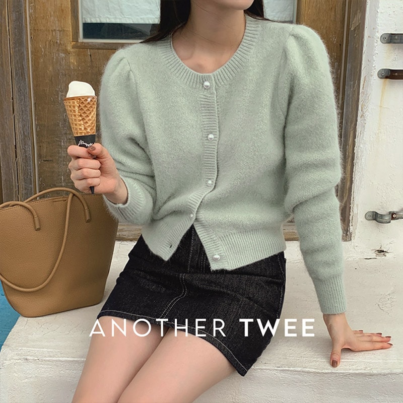 [tnt0672] 韓国ファッションパールラウンドカーディガン