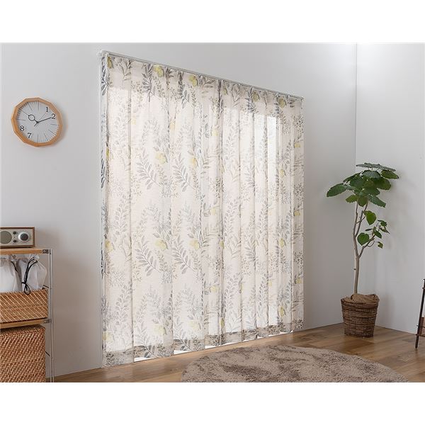 レースカーテン 幅150cm×丈203cm グリーン 1枚 洗える 日本製 アジャスターフック付き シャンヌ GYBE リビング ダイニング