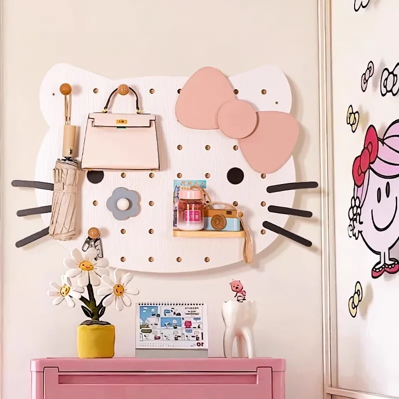 実木の洞穴板かわいいキャラクターハローキティの猫の洞穴板子供部屋壁面装飾置物棚