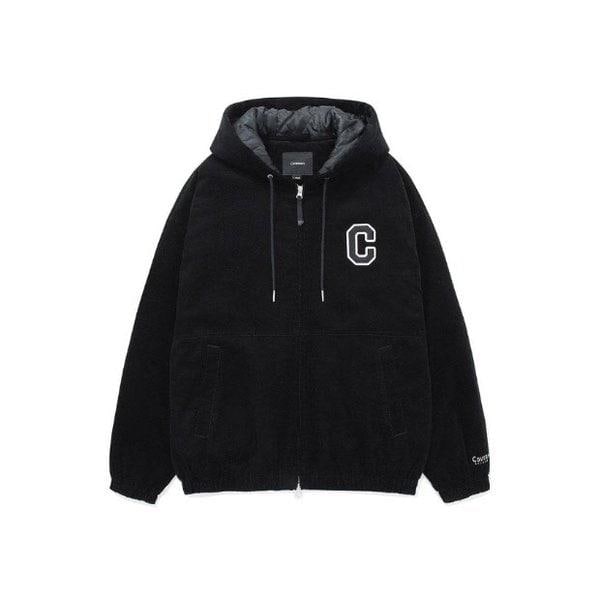フードジップアップ JQS CO2403JK46-BK C ロゴ コーデュロイ フーディ ジャケット ブラック