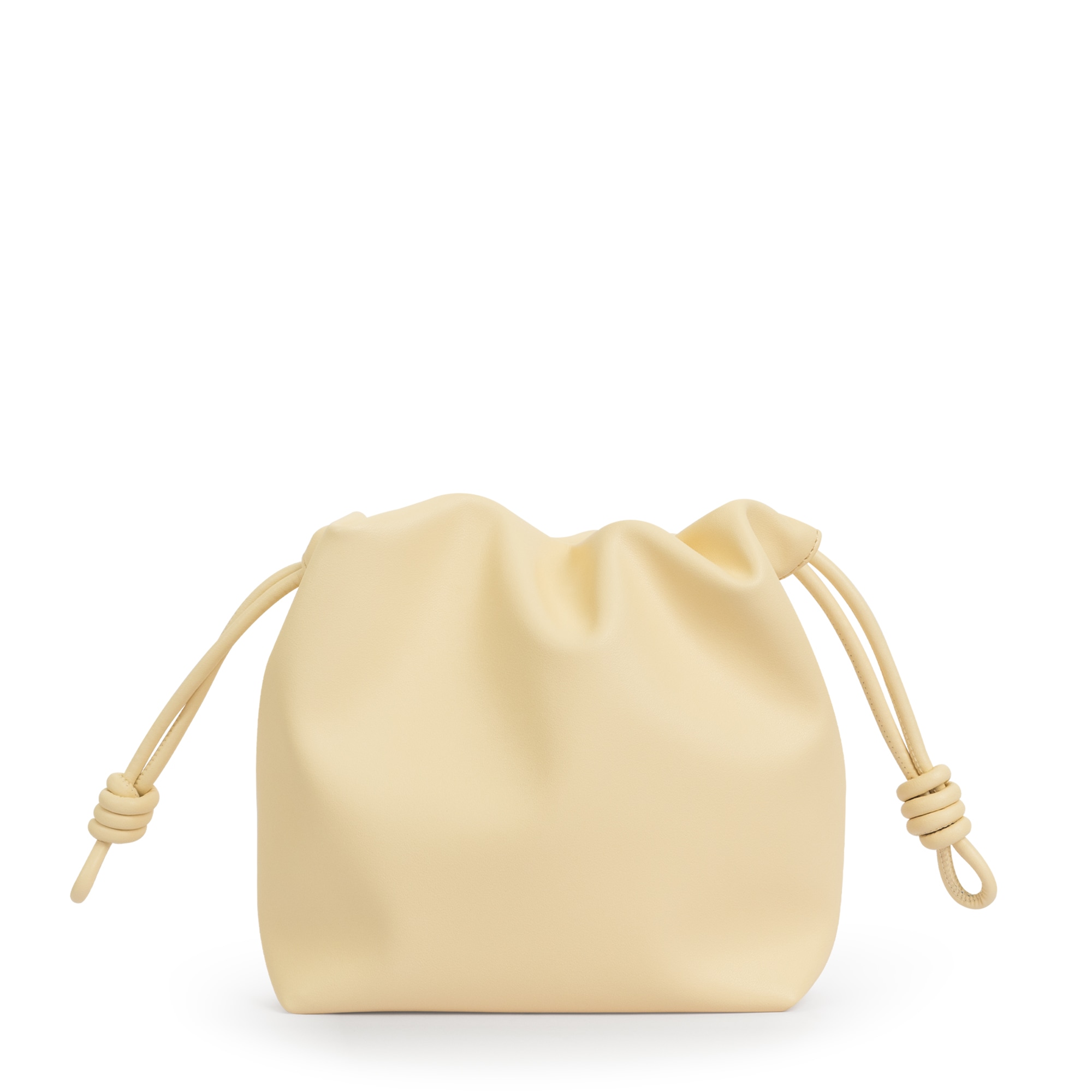 F4508 レザーチェーンドローストリングバッグ ひよこ色