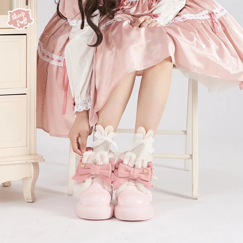 mikkoベルベット羊泡芙秋冬ベルベット保温綿靴ショートブーツ