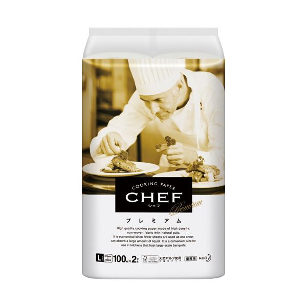 （まとめ） 花王クッキングペーパー CHEF（シェフ） プレミアム L 100カット／ロール 1パック（2ロール） [x3セット]